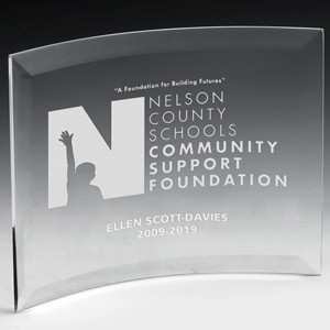 Laser Engraved Freestanding Curved Award (6"x 8"x 1/4")
