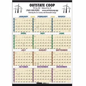 Triumph® Time Management Laminated Span-A-Year Calendar w/Marker