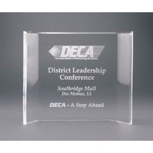 Clear Acrylic Crescent Award / Freestanding Curve - 5"x7"